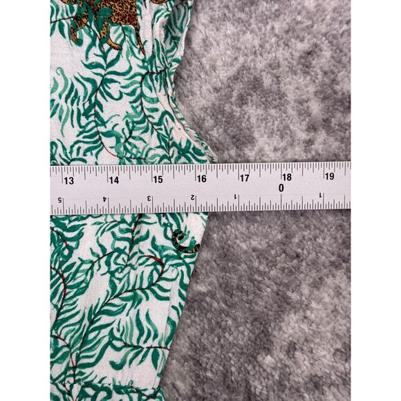 Anthropologie Dress 4 Womens Maeve Green Floral Tiger Print Button Front Tie - Picture 4 of 8
